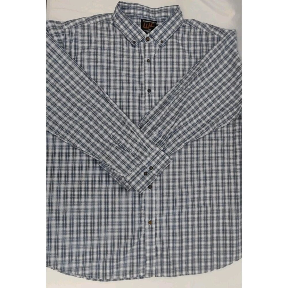 Walnut Creek Shirt Mens 3XLT Casual Pocket Button Down Blue Plaid Long Sleeve